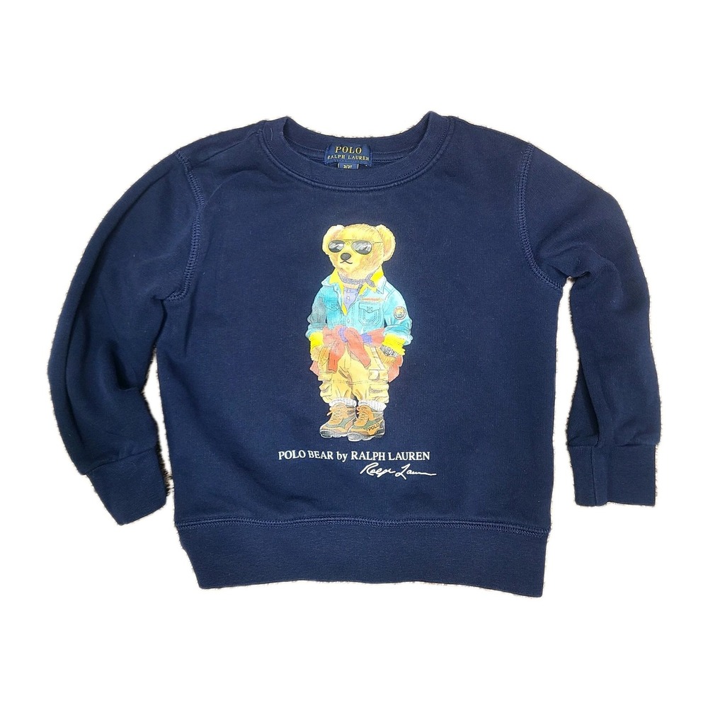 POLO Ralph Lauren Polo Bear Fleece‎ Crewneck Sweatshirt Toddler Size 3/3T